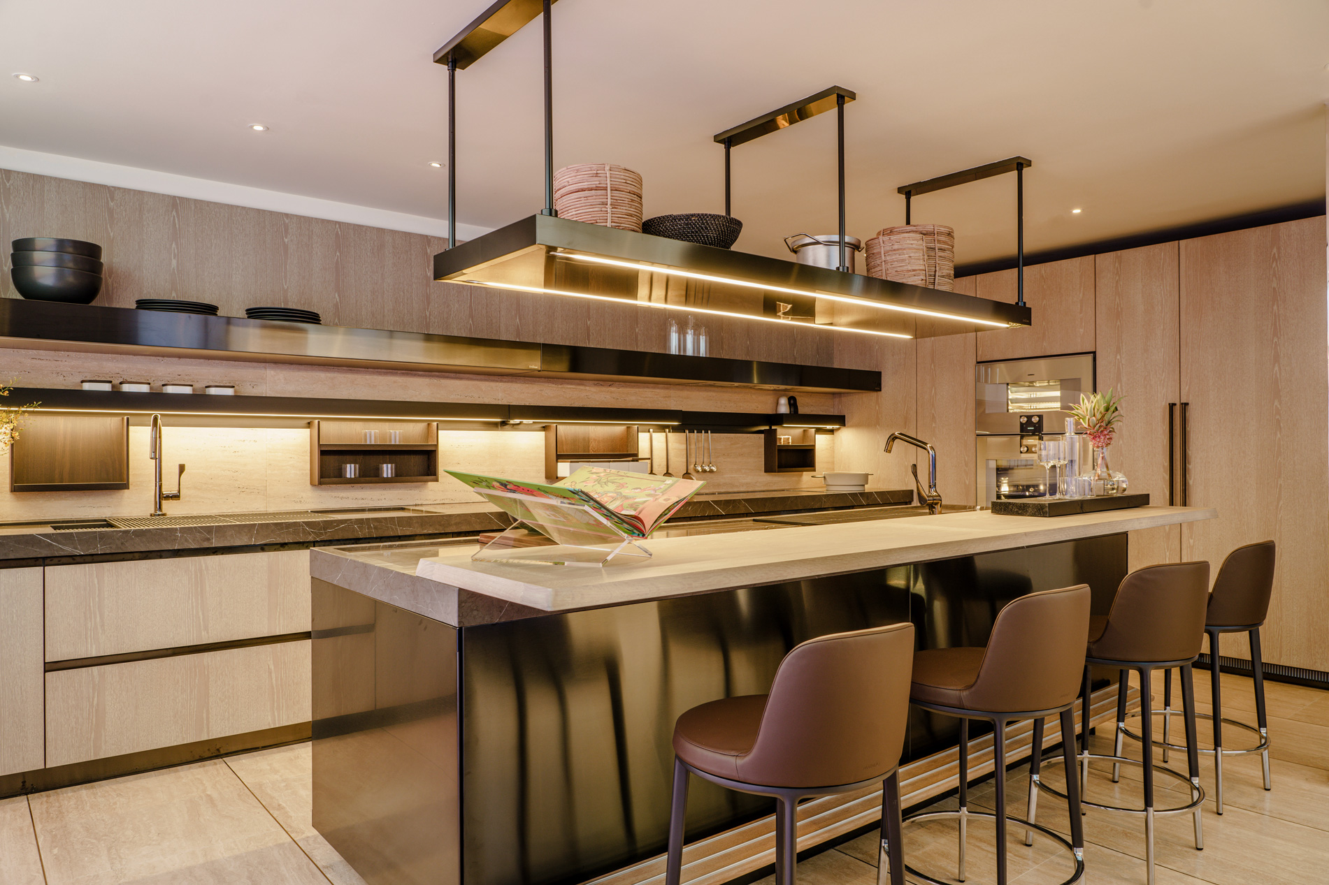 Natural stone and custom Italian cabinetry at The Residences at 1428 Brickell
